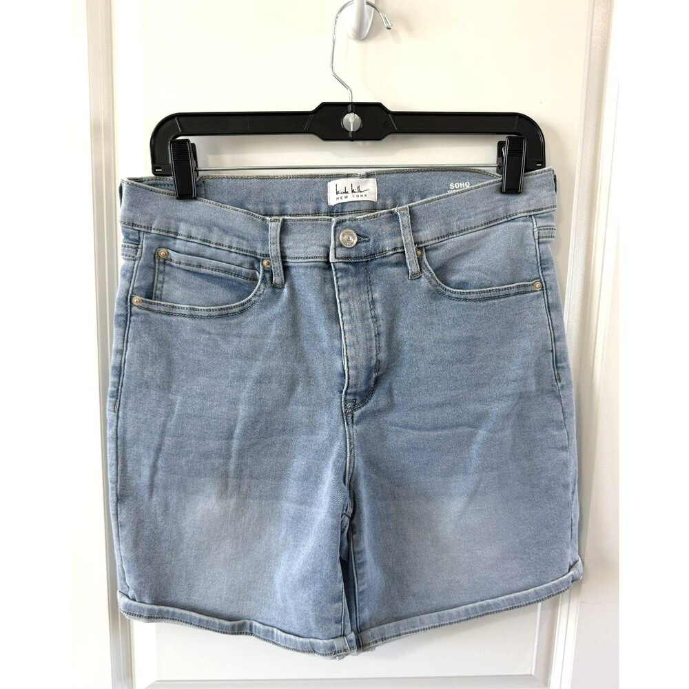 Nicole Miller Jean Shorts Womens SOHO High Rise Flex Denim Light Blue Size 10